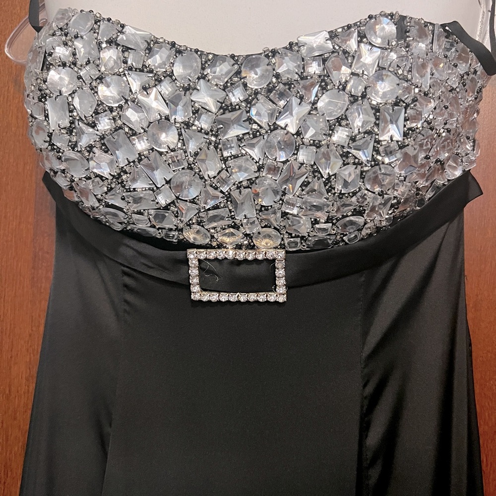 Black mermaid satin evening gown